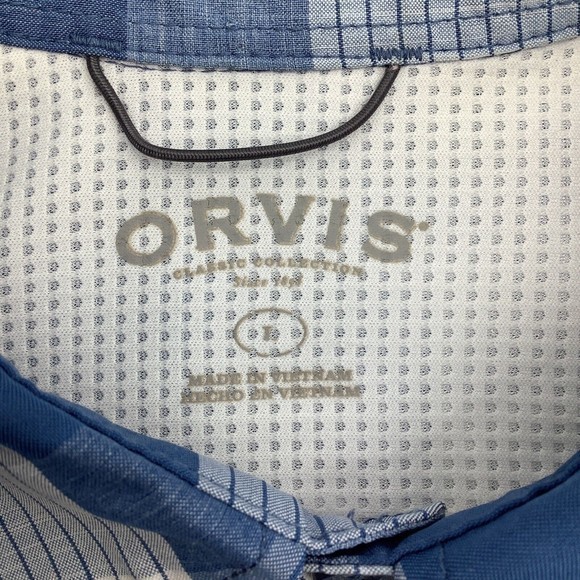 Orvis Mens Classic Collection Short Sleeve Button Up Shirt Blue Plaid Size Large - Picture 4 of 7